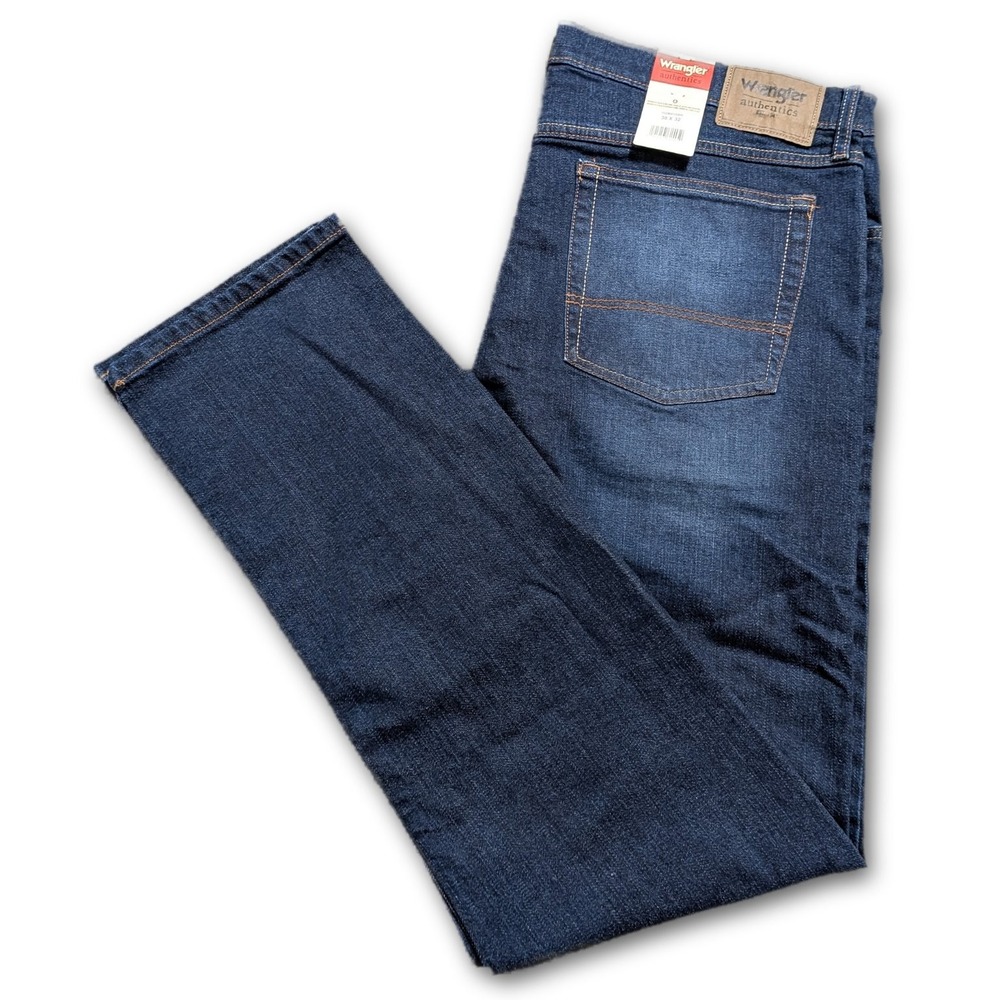 Wrangler Authentics Mens Jeans 10ZM4SSBR Blue 38x32 Denim Straight Leg Dark Wash